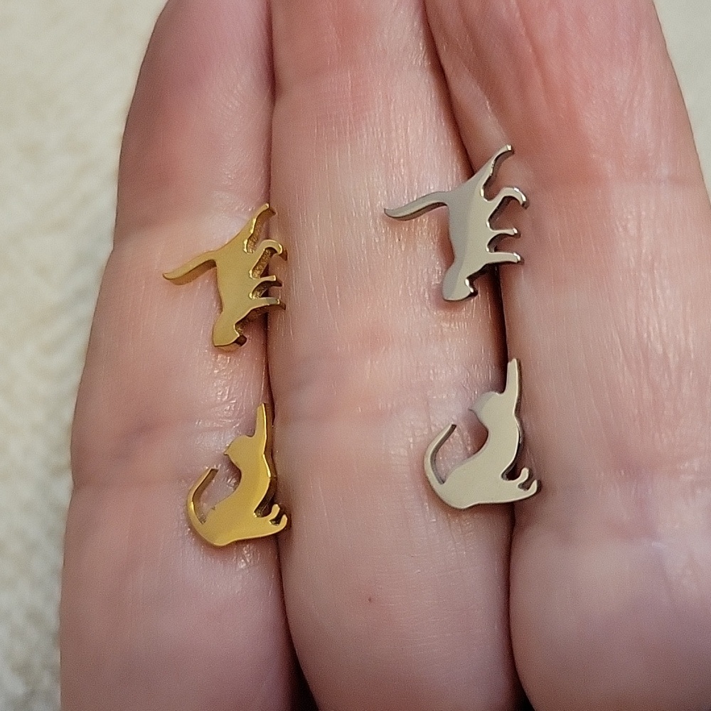 Playful Cat Silhouette Stud Earrings, choice of color